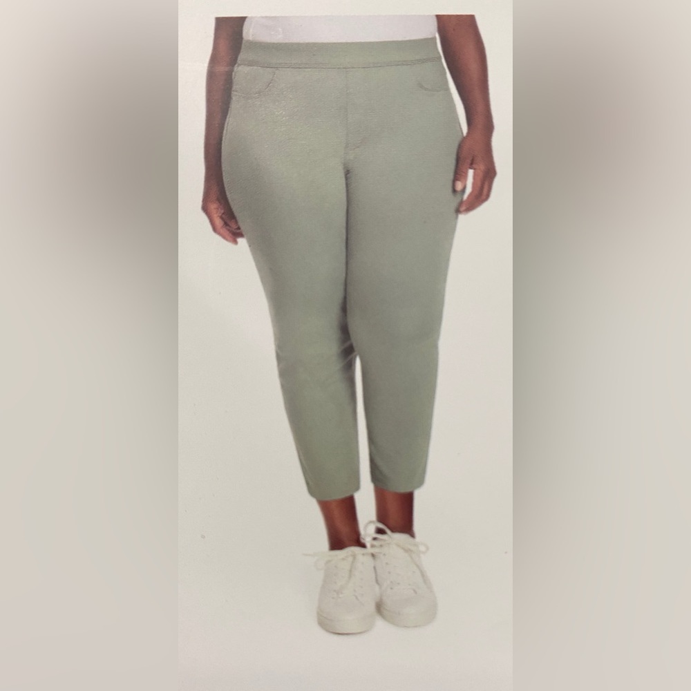 Gloria Vanderbilt Crop Length Mid-Rise Pants. (Green) MWT